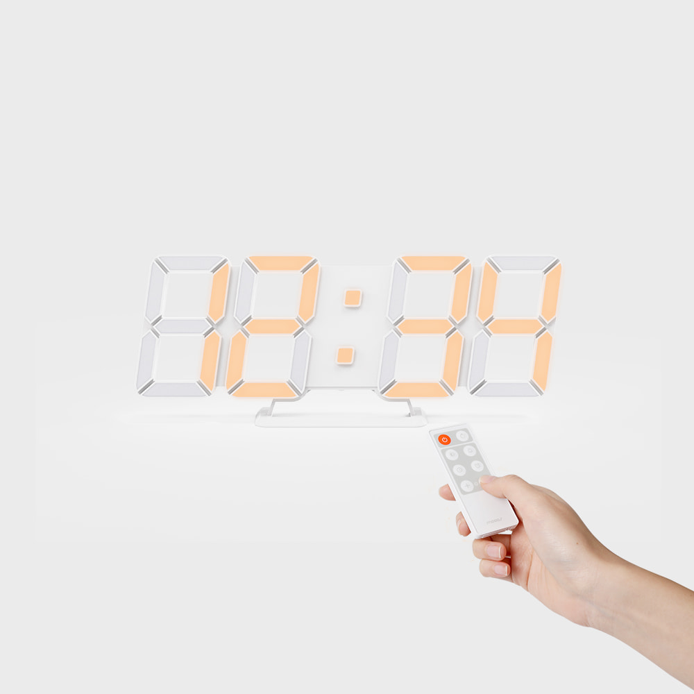 [무아스] 퓨어 슬림 화이트골드 30cm 미디엄 LED 벽시계 무소음 벽걸이 리모컨 디지털 거실 인테리어 시계